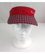 Women&#39;s Red Floral Embroidered Adjustable Visor Cap With Plaid Bill - $17.62 CAD