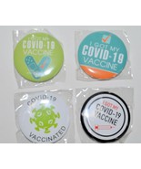 Lot of 4 Virus Vaccine Pin Back Buttons Vaccinated - £10.48 GBP