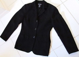 NY &amp; COMPANY Crepe Look Blazer Jacket Coat Poly Black Early 2000&#39;s Women... - $28.60