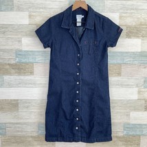 Calvin Klein Jeans VTG 90s Denim Shirtdress Blue Dark Indigo Womens Juniors 7 - £20.89 GBP