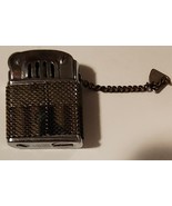 Vintage SKKK mini lighter Art Deco Japanese metal mesh w chain - $23.55