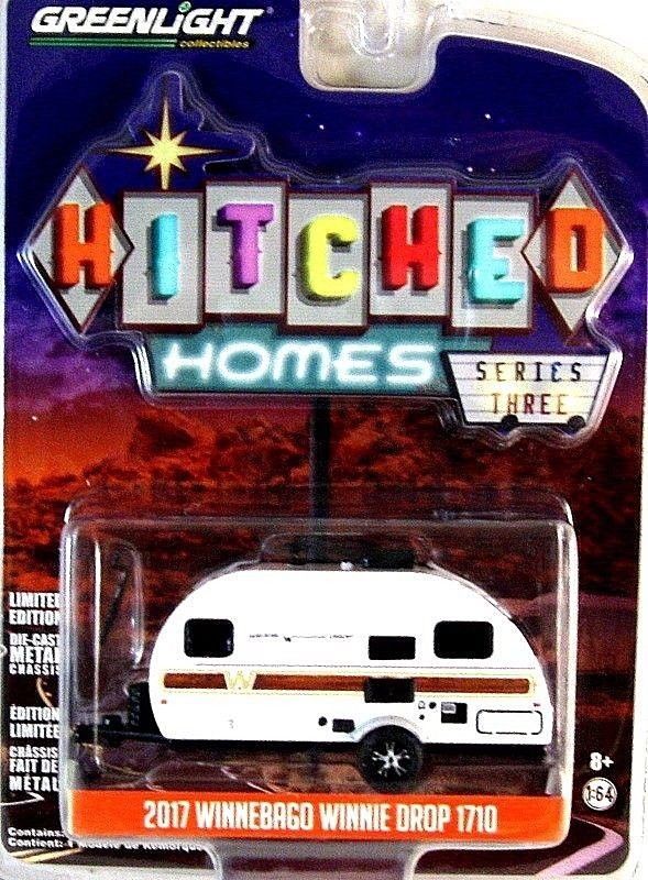 WINNEBAGO WINNIE DROP 1710 CARAVAN YEAR 2017 WHITE,GREENLIGHT 1:64 DIECA... - $24.43