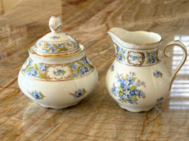 Vintage Schumann Bavaria Germany Forget Me Not Lidded Sugar Bowl and Creamer - $75.00