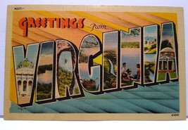 Greetings From Virginia Large Big Letter Linen Postcard Metropolitan Unu... - $7.98