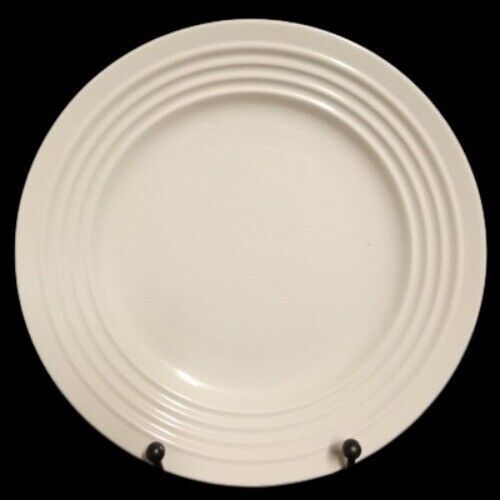 Gibson Designs ECLIPSE 2-Salad Plates 7 7/8" D Ceramic Embossed Rings Off White - $19.80