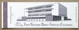 First National Bank - Greeley, Colorado 20 Strike Full-Length Matchbook Cover CO - £1.56 GBP