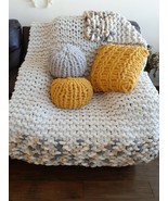 Chunky Chenille Hand Knit Super Soft Blanket |GIFT IDEA | FRENCH VANILLA... - £147.91 GBP