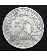 GERMANY 50 PFENNIG ALU COIN 1922 A WEIMAR TIME RARE COIN aUNC - $6.77 CAD