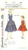 Simplicity 3699 Girl&#39;s Dress Jumper &amp; Blouse 1951 Vintage Pattern 12 UNC... - £11.38 GBP