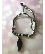 Hand made, Ethnic-Chic/Boho Necklace, Dyed Bone  waxed cotton cord, knot... - $189.11 MXN