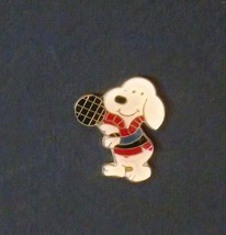 Vintage Collectible Puppy Dog Playing Tennis Pin /Enamel On Brass Base **New** - £1.49 GBP