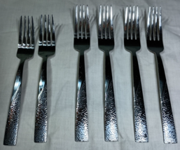 Set of 6 Towle Barretta Stainless Steel Hammered Pattern 2 Salad 4 Dinner Forks - £15.52 GBP