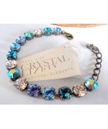 Swarovski Crystal Bracelet, 8mm, Multicolor Aquamarine AB, chatons in An... - £30.97 GBP