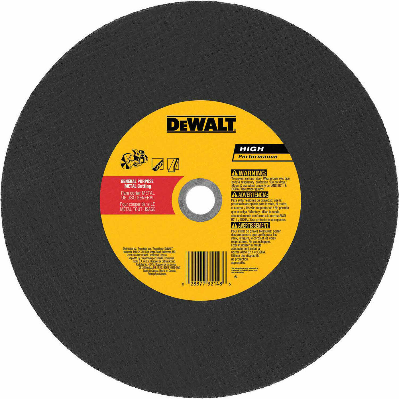 DeWalt DW8021 14" x 5/32" x 20mm Metal Cutting High Speed Cut-Off Wheel - £39.16 GBP