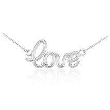 925 Sterling Silver &quot;Love&quot; Script Necklace in 16&quot;, 18&quot;, 20&quot;, 22&quot; Made in USA - £44.65 GBP+