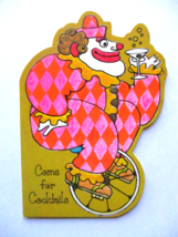 Vintage 1960s BUZZA CARDOZO 8 Invitations Cards Carnival Clown Holding Cocktail - £15.17 GBP