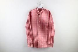 Brooks Brothers Red Fleece Mens Medium Collared Button Down Shirt Gingham Plaid - £34.84 GBP