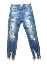 Cello Jeans Womens 26 x 26 Blue Skinny Ankle High Rise Distressed Destroyed Cut - £11.50 GBP