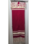 Handmade Crochet Afghan Lap Blanket  Sofa/Couch Throw Runner Pink-White ... - $779.53 MXN