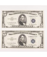1953 Silver Certificate Lot of 2 Consecutive in Choice Uncirculated Cond... - $136.31 CAD