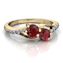 Natural Zircon Two Gemstone Ring Garnet Ring Solid 925 Sterling Silver Ring  - £39.95 GBP