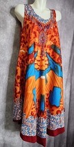 Orange Blue Floral Handkerchief Tank Dress Womens Size Small Pullover La... - $19.99