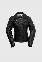 Whet Blu Princess Women&#39;s Classic Motorcycle Leather Jacket Black - £221.21 GBP