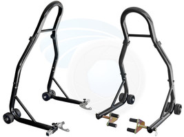 Motorcycle Front Rear Swingarm Spools Lift Stands Jack Service Stands - £109.07 GBP