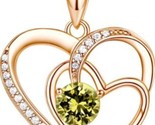 Heart Necklace for Women, 18K Gold Over 925 Sterling Silver Peridot August - $34.99