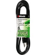 8 ft Replacement Cord 16 Gauge BLACK Medium Duty 3 Prong 13 amp 4589 WOODS - $43.05 CAD