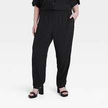 Women&#39;s High-Rise Tapered Ankle Crepe Pants - A New Day Black XXL - £17.23 GBP