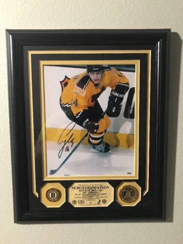 Boston Bruins Autographed Sergei Samsonov Photo 24k Gold Coin & Pin LE 7/99  - $59.40