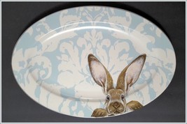 NEW RARE Williams Sonoma Damask Easter Bunny Serving Platter 18 &quot; x 12 1/2&quot; Ston - £79.91 GBP