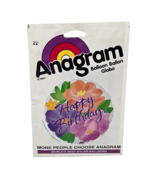 VINTAGE ANAGRAM MYLAR REFILLABLE BALLOON HAPPY BIRTHDAY W/ FLOWERS NEW S... - $8.55