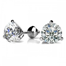 4CT Round Solid 18K White Gold Brilliant Cut Martini ScrewBack Stud Earrings - £206.41 GBP