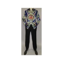 Men Oscar Banks Turkey Shirt Satin Entertainer Performer 6335-04 navy Floral image 2