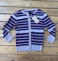 Halogen NWT Womens button up Cardigan size XS Variegated pink blue stripe i2 - £12.43 GBP