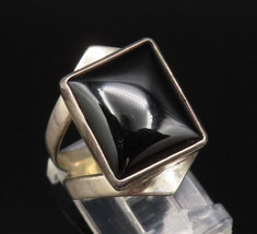 925 Sterling Silver - Vintage Square Black Onyx Split Shank Ring Sz 7 - RG25752 - £28.05 GBP