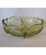 Vtg Thistle Candy Dish Nut Bowl Antique Sawtooth Green Brilliant Cut Gla... - $23.98