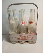 Pepsi Cola Double Dot Aluminum Caddy/Carrier &amp; 6 12 oz Pepsi Bottles - $125.00