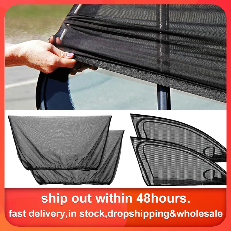2pcs Styling Car Window Sunshade Mesh Car Breathable Sun Shade Curtain Auto Rear - £9.46 GBP+