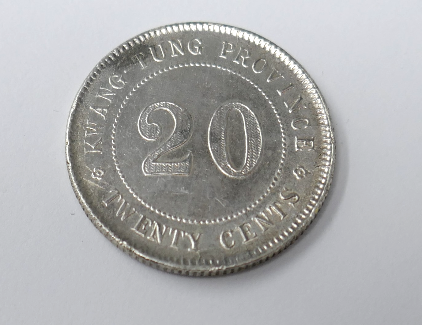 China Kwangtung Province 1910 Silver 2 Jiao / 20 Cents Coin Item image 3