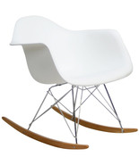 Rocker Rocking Chair White Eiffel Wing Cradle Plastic Shell Wire Base Mi... - $99.99