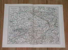 1912 Original Antique Map Of Westphalia Westfalen Ruhrgebiet Detmold / Germany - £13.67 GBP