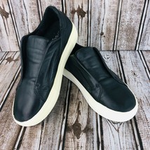 J Slides NYC Black Italian Leather Sz 6 Heidi Platform Slip On Sneaker Laceless - £47.96 GBP