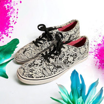 VANS Floral Off The Wall Lace Up Low Top Black White Sz 6.5 Womens Girls - $28.04