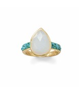 Gold Plated 925 Silver Moonstone & Crushed Turquoise Fashion Ring Sizes ... - €92,78 EUR Gold Plated 925 Silver Moonstone & Crushed Turquoise Fashion Ring Sizes ... - €92,78 EUR