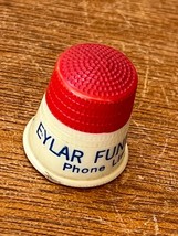 Vintage Red &amp; White Plastic Eylar Funeral Home Advertising Thimble – 7/8... - £6.03 GBP