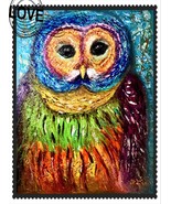 Rainbow owl painting,original oil painting,full of colours,impasto style... - £157.12 GBP
