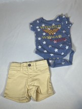 Baby girl Okie Dokie Wonder Woman bodysuit with gold shorts-size newborn - £7.50 GBP